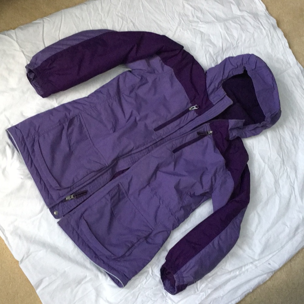 Lands’ End Girls Squall parka. Purple and lilac.